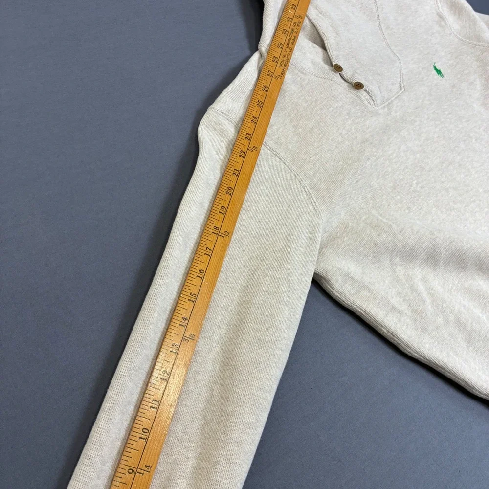 Polo Ralph Lauren Beige Tan Shawl Collar Sweater Men's Size Medium Green Pony